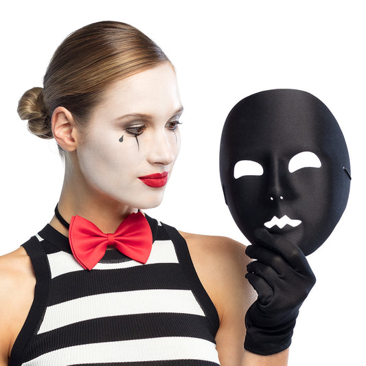 Masque Noir Anonyme avec Moustache - Déguisement Complet