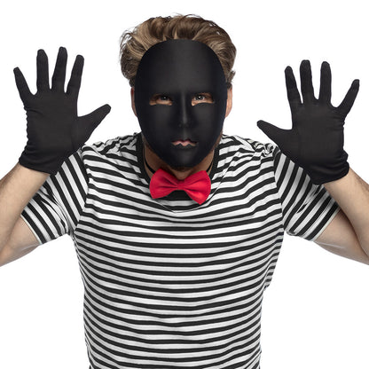 Masque Noir Anonyme avec Moustache - Déguisement Complet