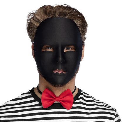 Masque Noir Anonyme avec Moustache - Déguisement Complet