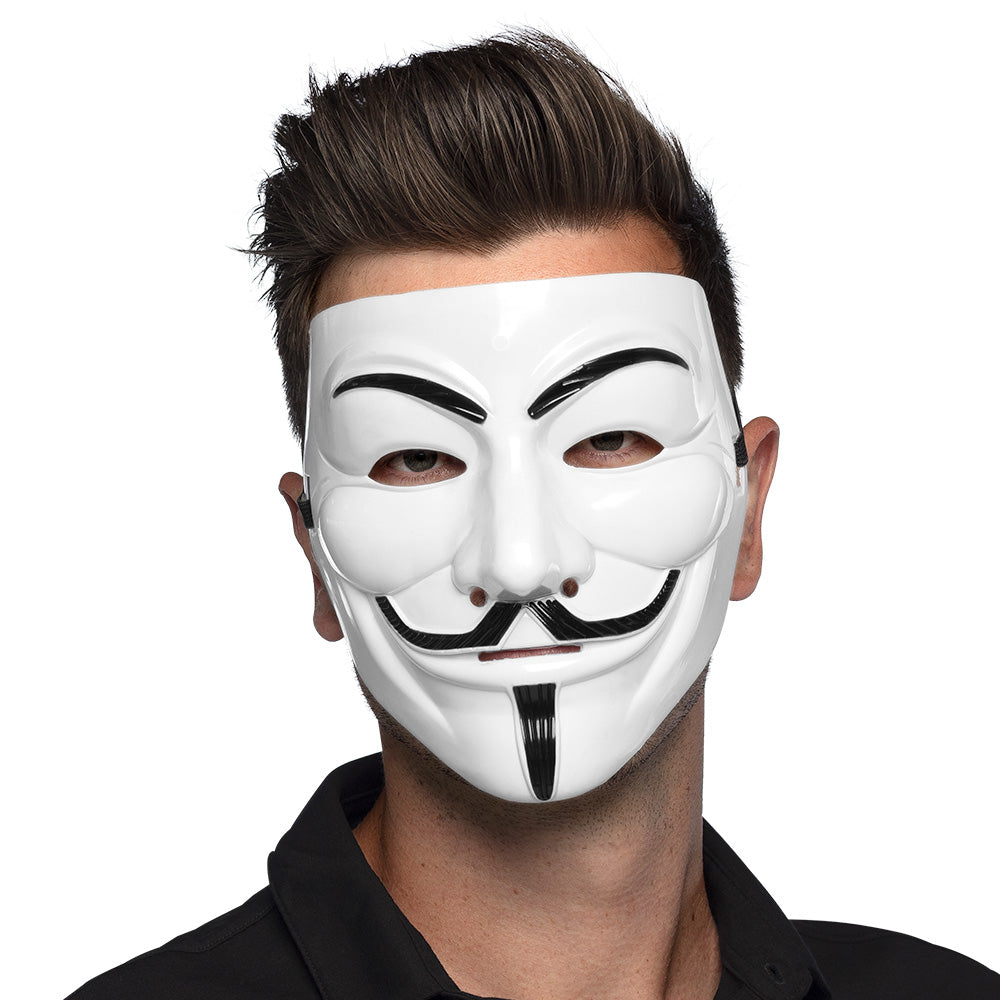 Masque Guy Fawkes Blanc - Déguisement Anonymous Iconic