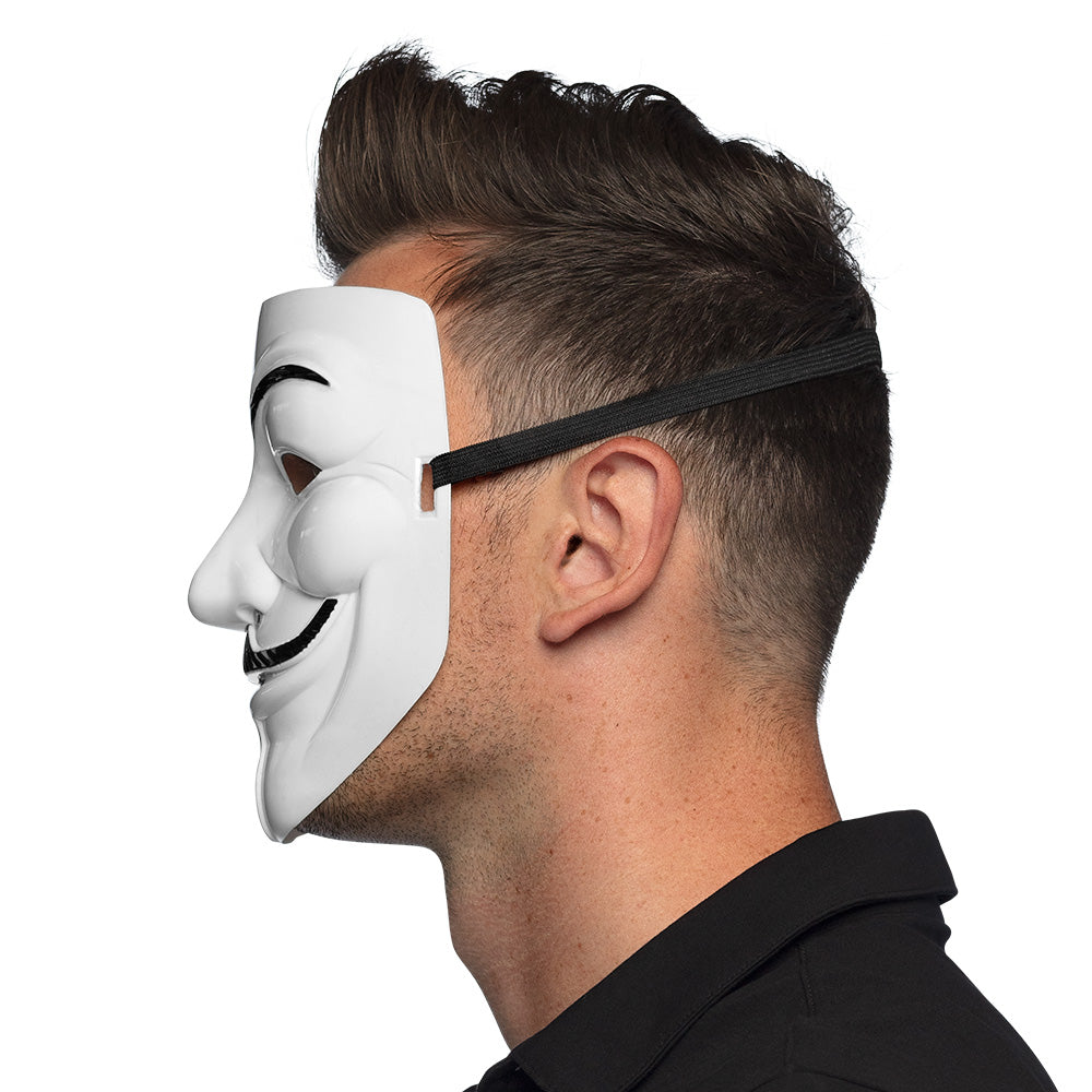 Masque Guy Fawkes Blanc - Déguisement Anonymous Iconic