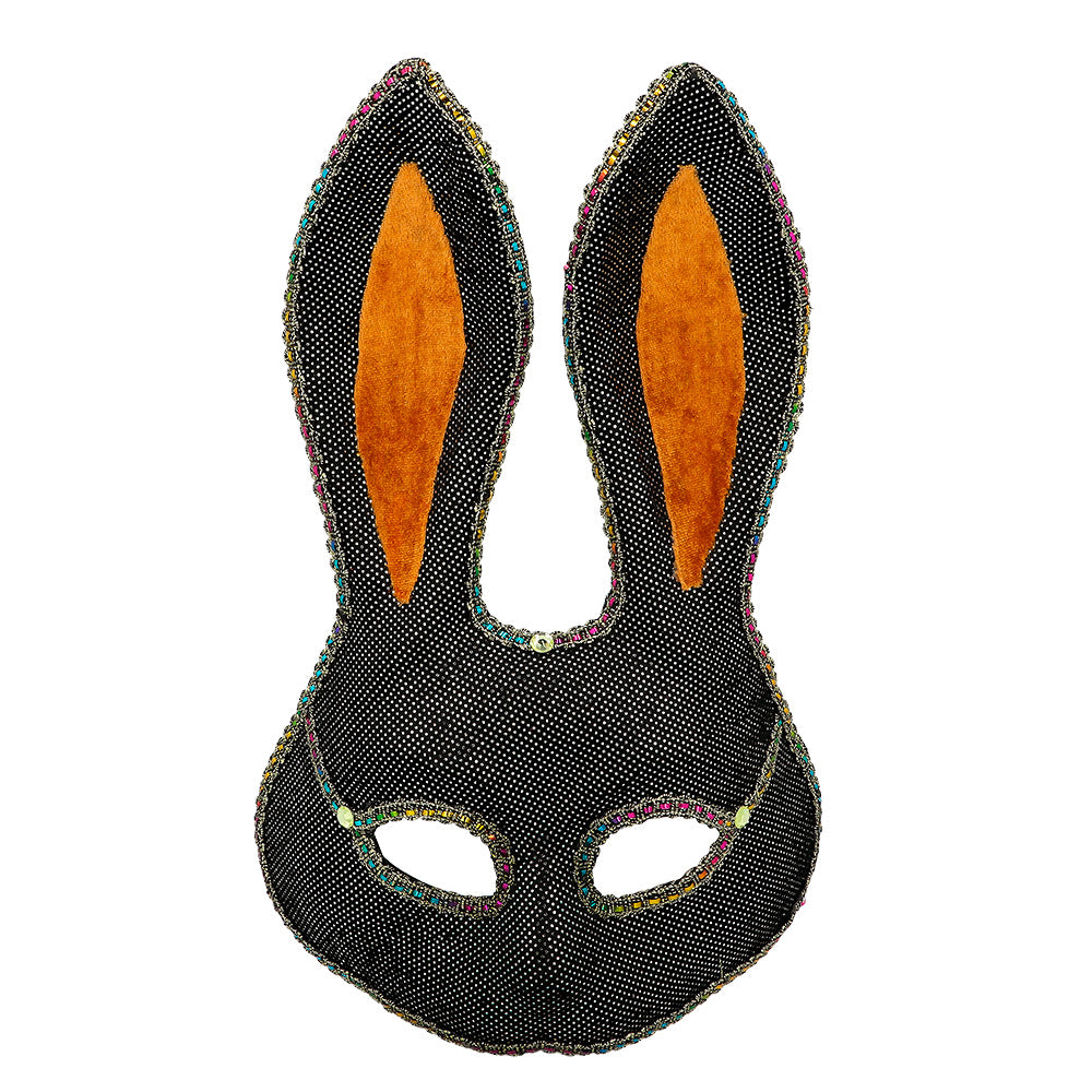 Masque Lapin Paillettes Noir Luxe Carnaval Soirée