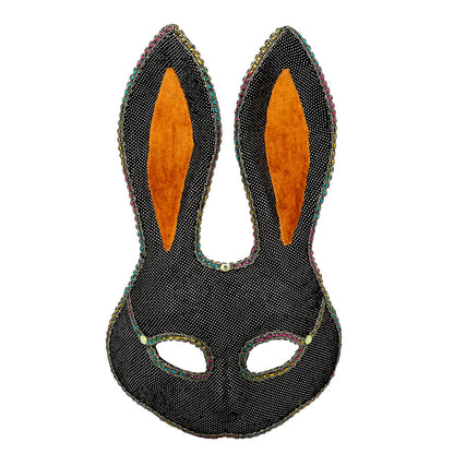 Masque Lapin Paillettes Noir Luxe Carnaval Soirée