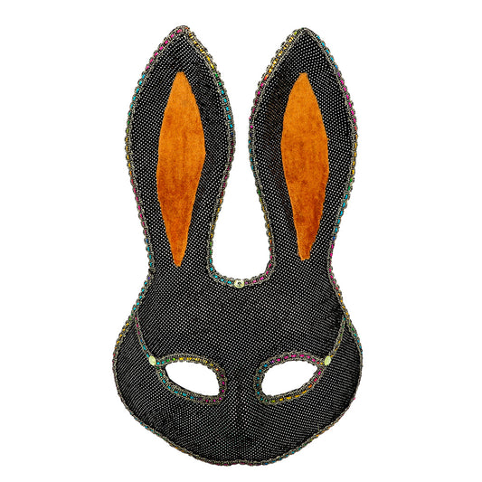 Masque Lapin Paillettes Noir Luxe Carnaval Soirée