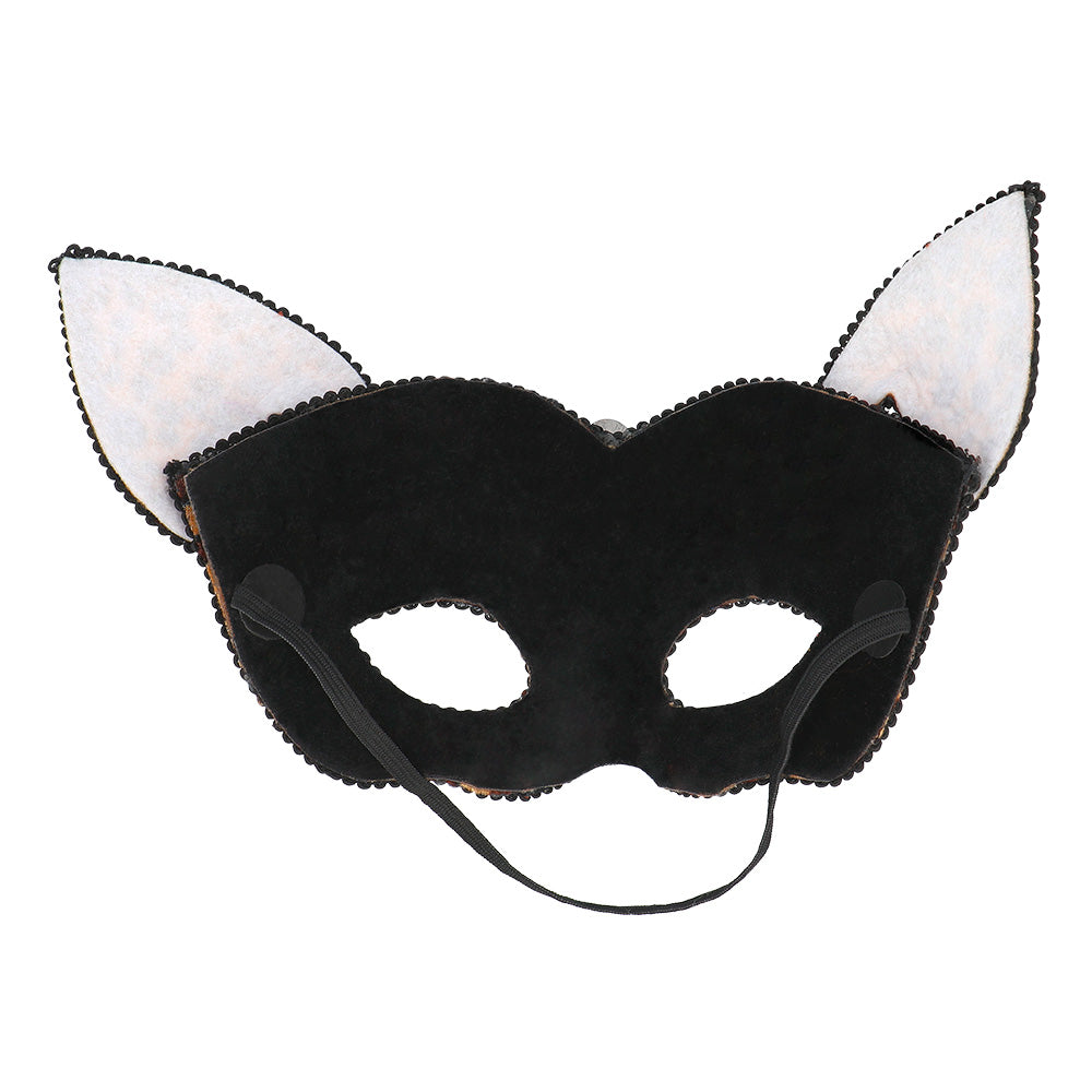 Masque Chat Léopard Noir et Or - Loup Carnaval Festa
