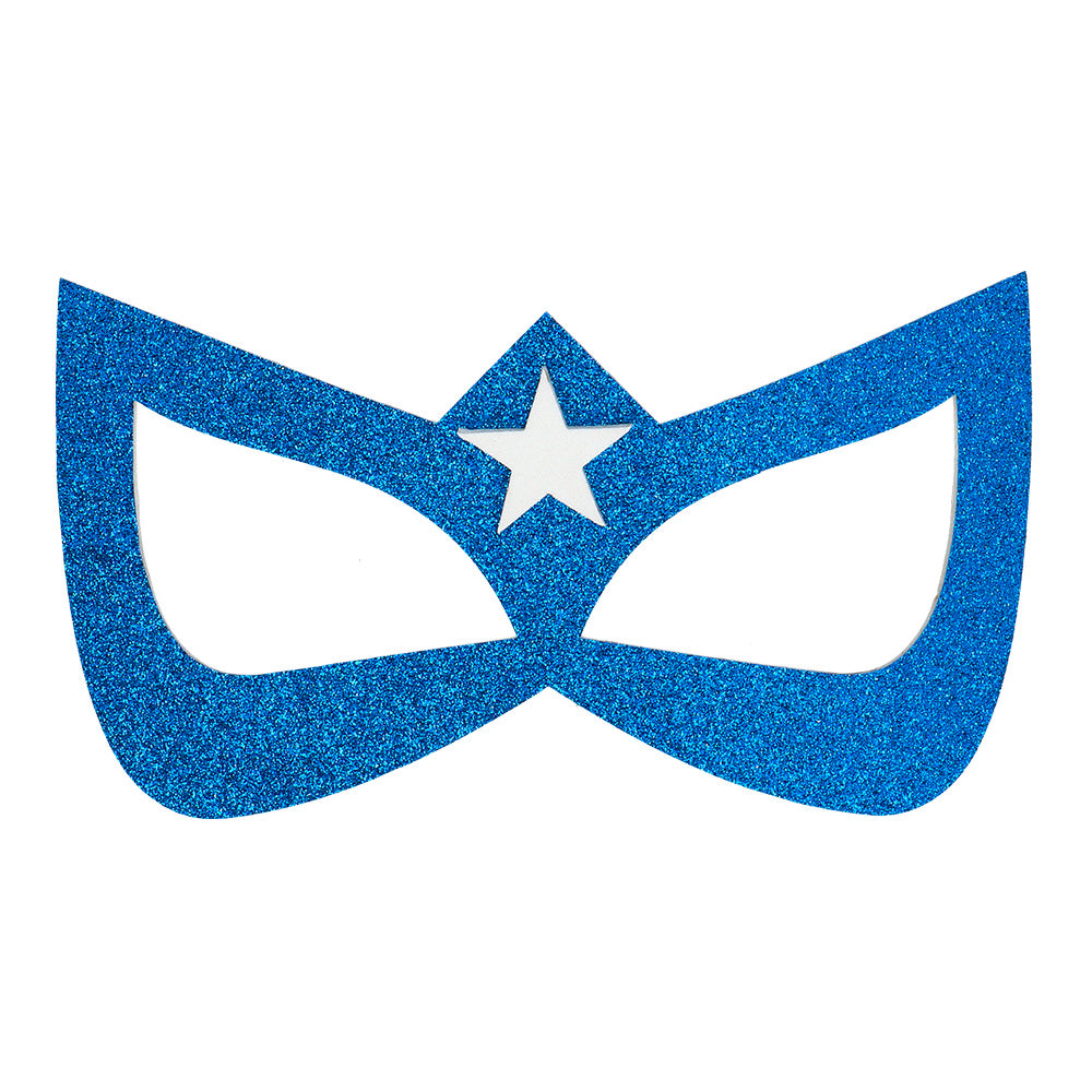 Masque Super-Héroïne Bleu et Blanc avec Étoile Scintillante
