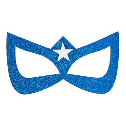 Masque Super-Héroïne Bleu et Blanc avec Étoile Scintillante