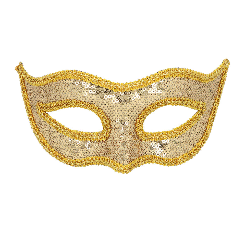 Masque Vénitien Paillettes Or et Argent - Loup de Carnaval