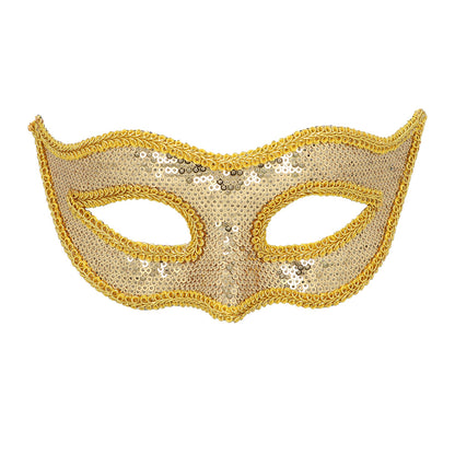 Masque Vénitien Paillettes Or et Argent - Loup de Carnaval