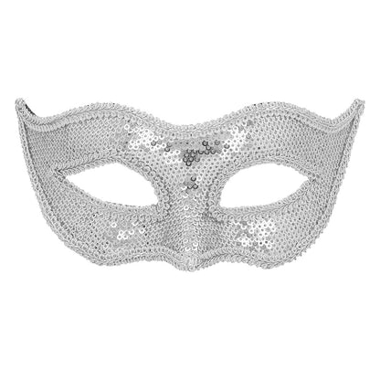 Masque Loup Paillettes Argenté - Déguisement Soirée Glamour