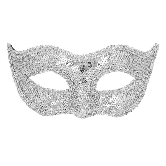 Masque Loup Paillettes Argenté - Déguisement Soirée Glamour