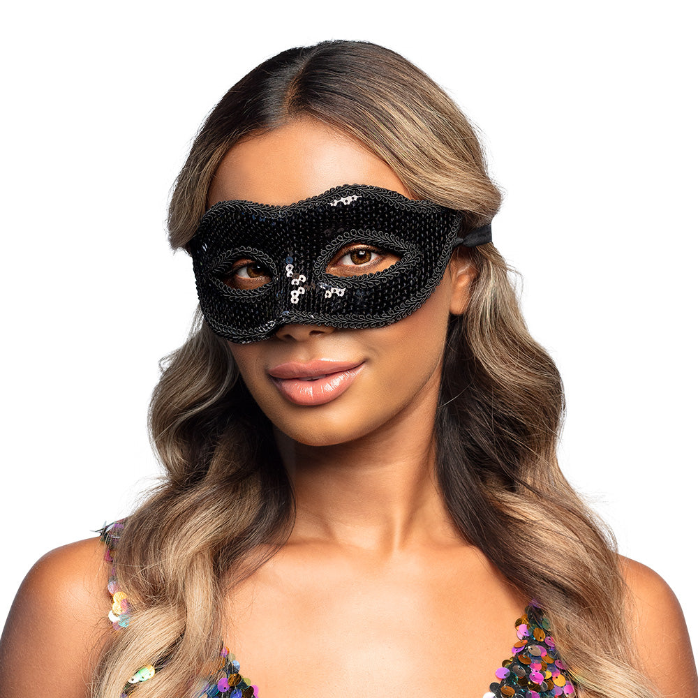 Masque Loup Paillettes Noir - Accessoire Déguisement Soirée