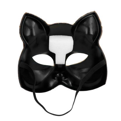 Masque Chat Léopard Pailleté Or et Noir Festif