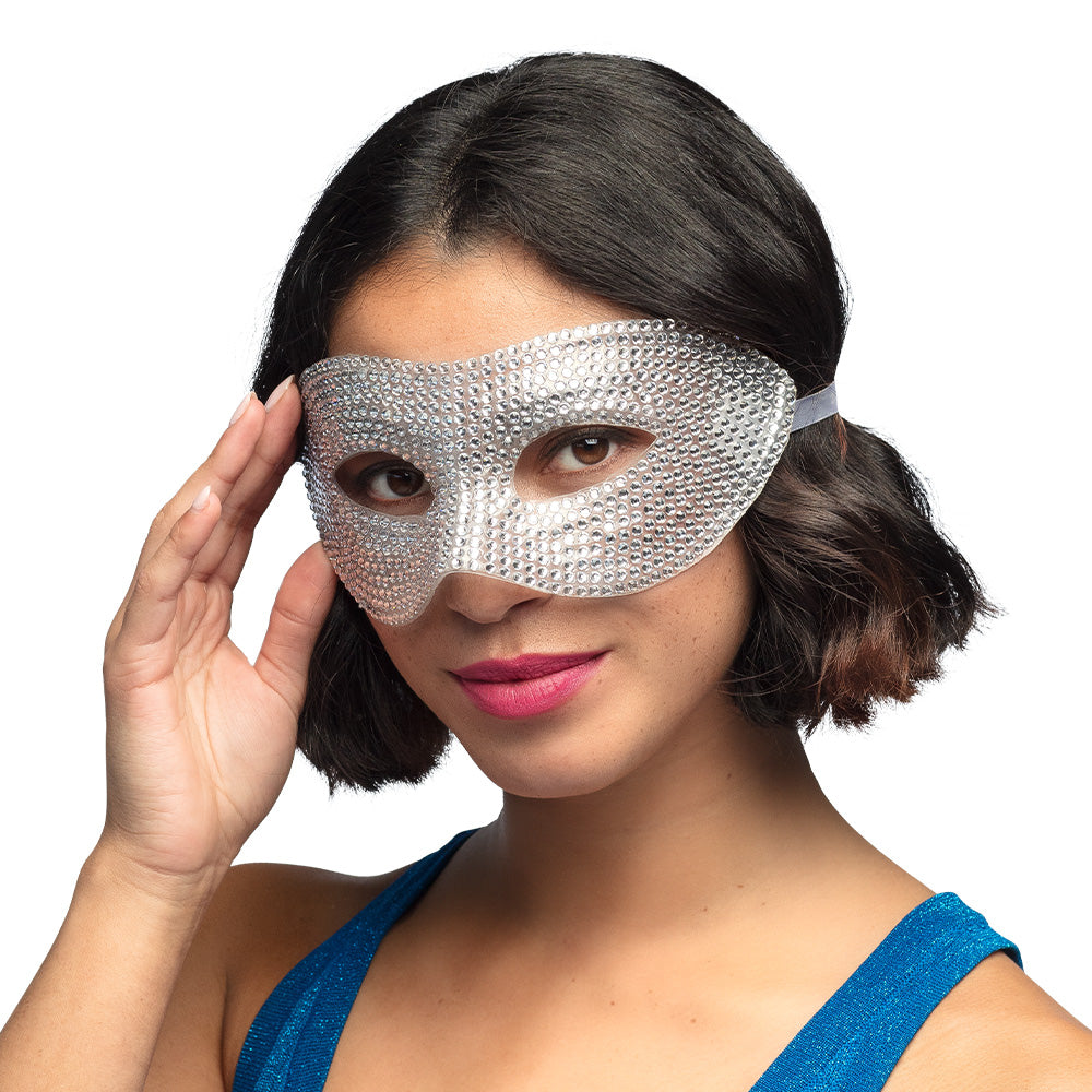 Masque Loup Strass Argent Dazzling - Carnaval & Soirée