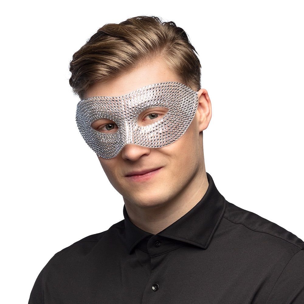 Masque Loup Strass Argent Dazzling - Carnaval & Soirée
