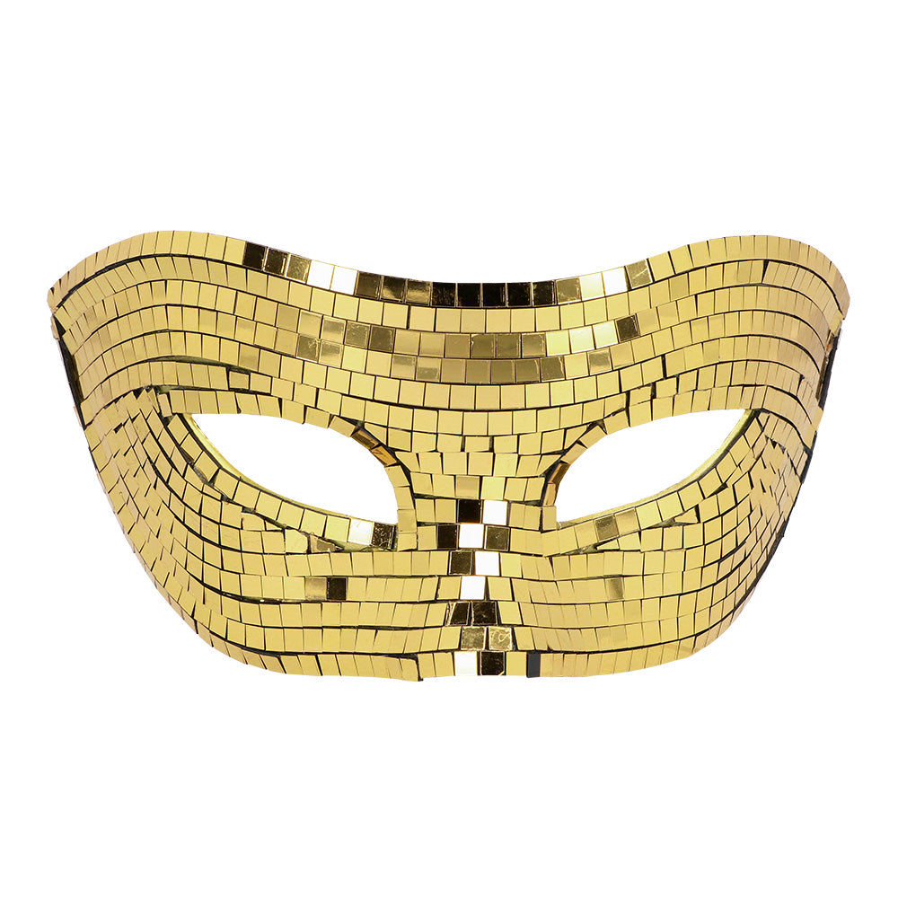 Masque Paillettes Or Brillant - Loup Disco Party