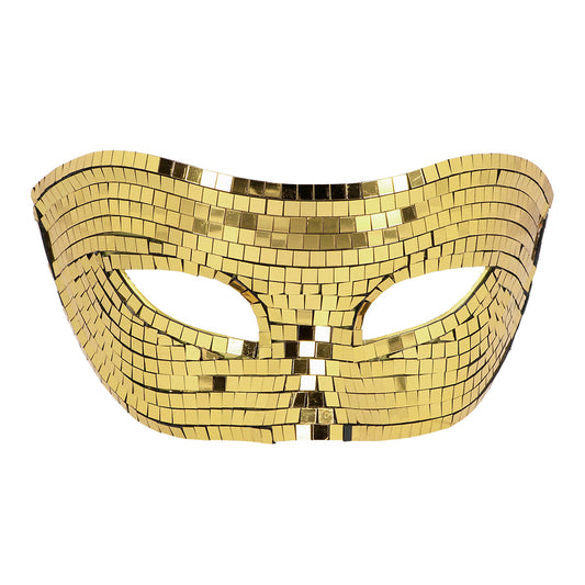Masque Paillettes Or Brillant - Loup Disco Party