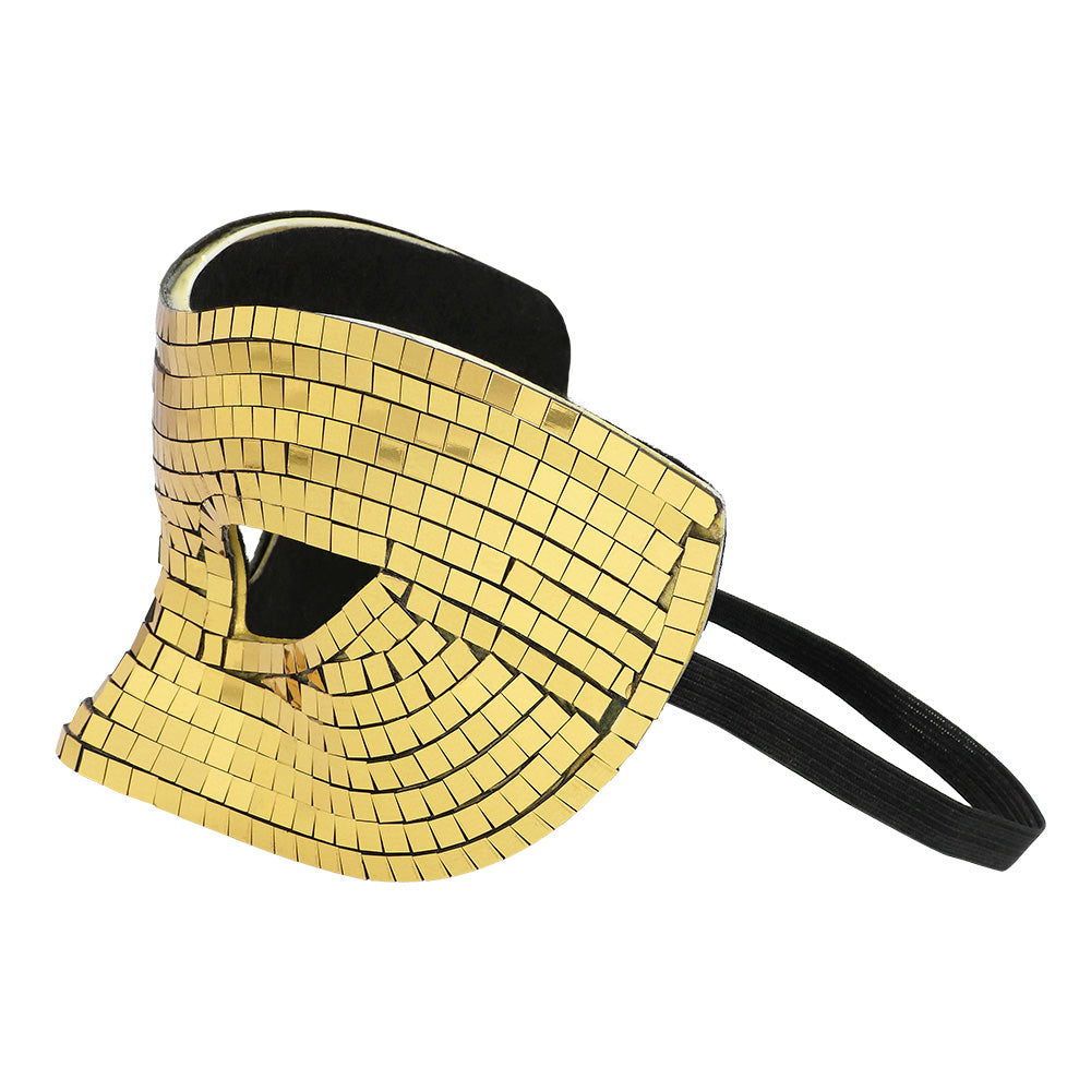 Masque Paillettes Or Brillant - Loup Disco Party