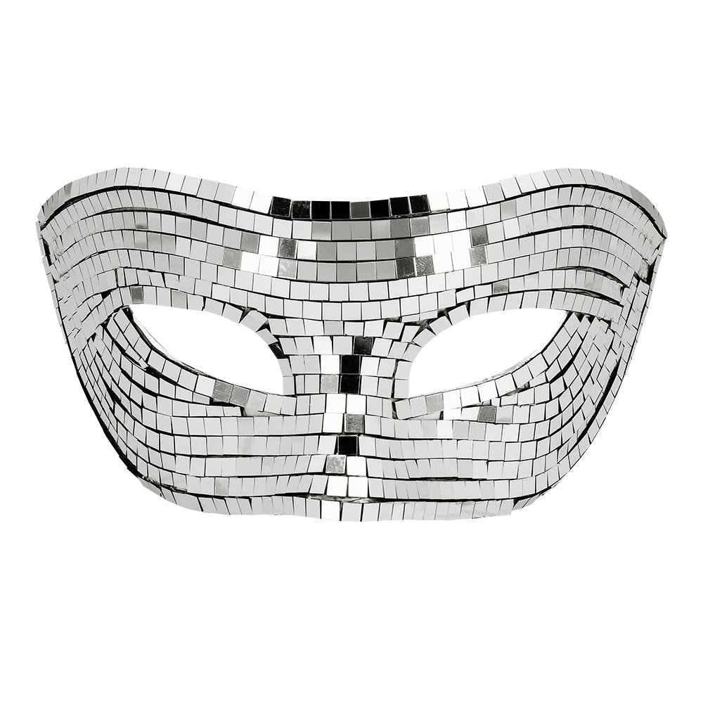 Masque Paillettes Argent Disco - Loup Sequins Soirée