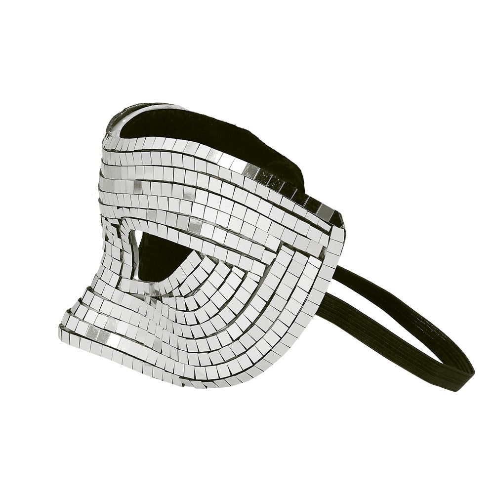 Masque Paillettes Argent Disco - Loup Sequins Soirée