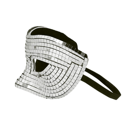 Masque Paillettes Argent Disco - Loup Sequins Soirée