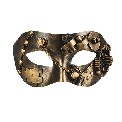 Masque Steampunk Doré avec Engrenages - Accessoire de Fête