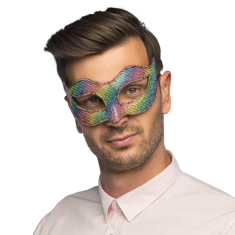 Masque Loup Paillettes Arc-en-ciel Multicolore Soirée