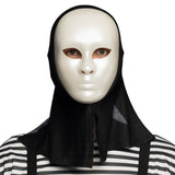 Masque Blanc Épuré avec Capuche Noire - Déguisement Mystère