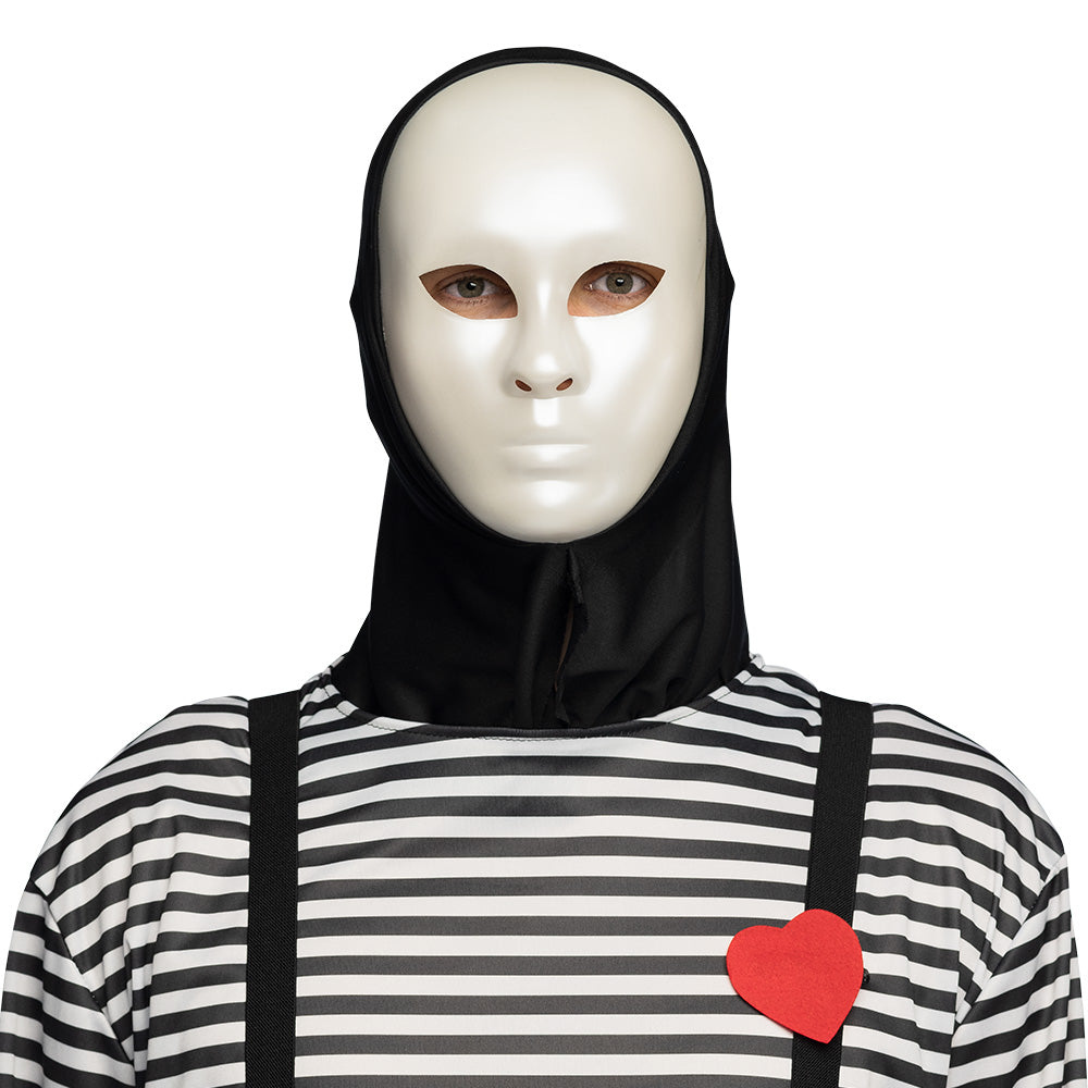 Masque Blanc Épuré avec Capuche Noire - Déguisement Mystère