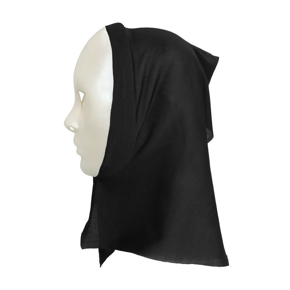 Masque Blanc Épuré avec Capuche Noire - Déguisement Mystère