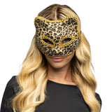 Masque Léopard Doré Chat Paillettes Soirée Déguisement
