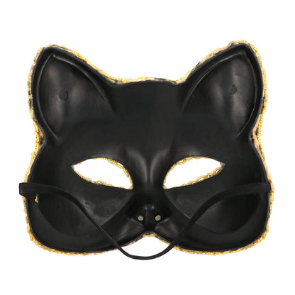 Masque Léopard Doré Chat Paillettes Soirée Déguisement