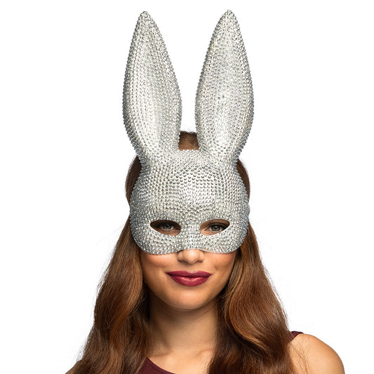 Masque Lapin Pailleté Argent - Accessoire Soirée Élégant