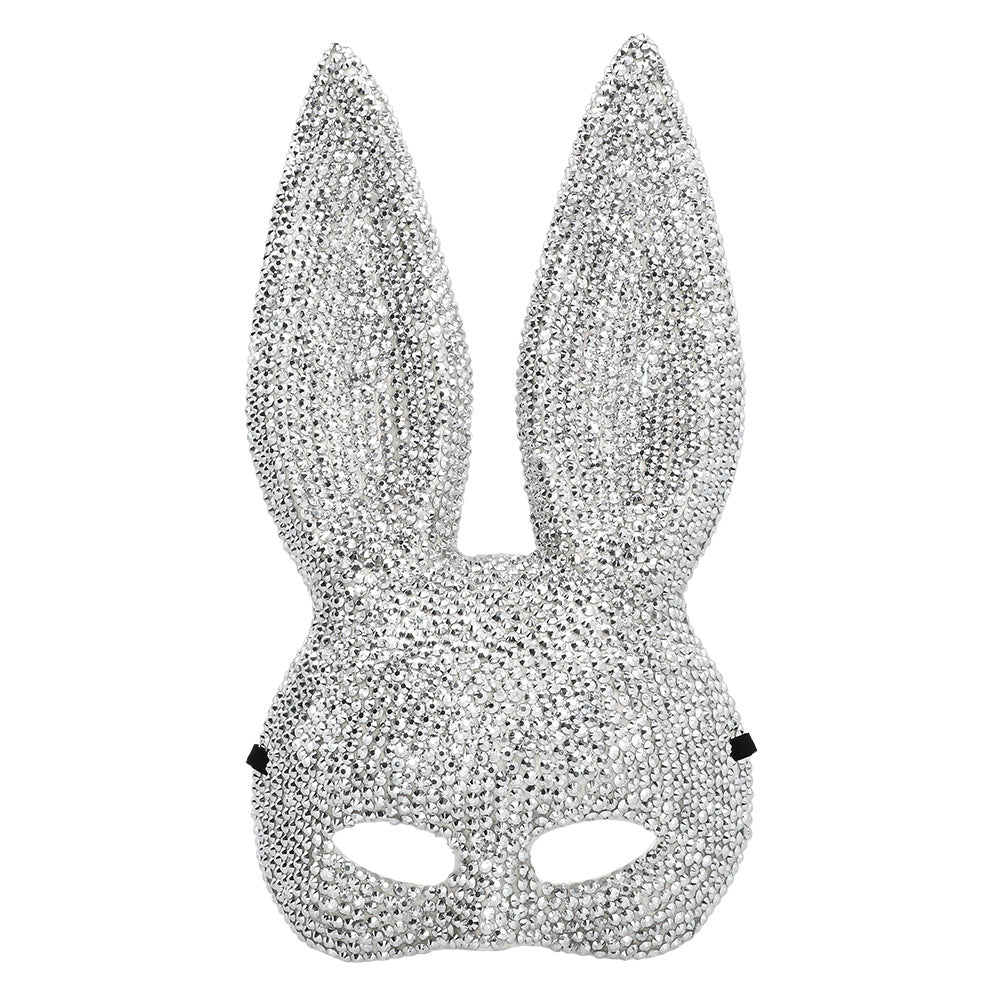 Masque Lapin Pailleté Argent - Accessoire Soirée Élégant