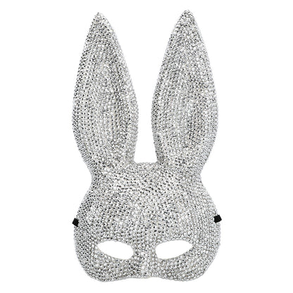 Masque Lapin Pailleté Argent - Accessoire Soirée Élégant