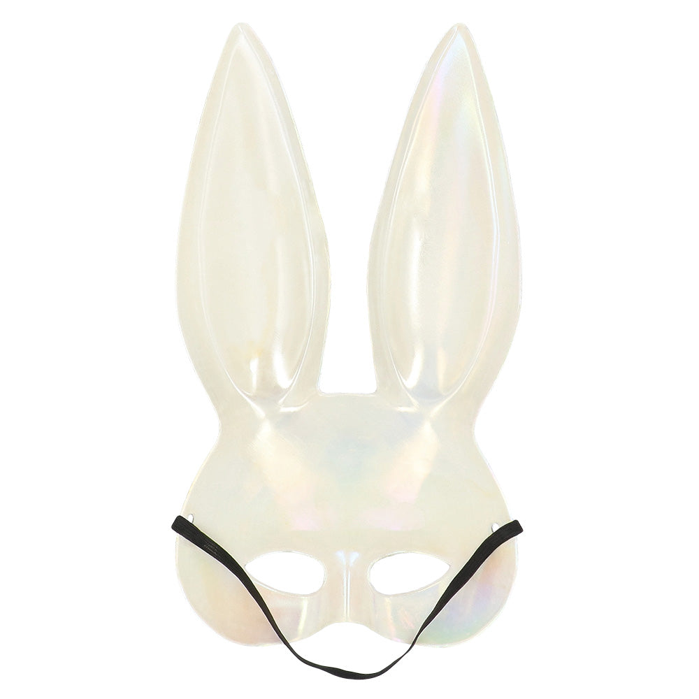 Masque Lapin Pailleté Argent - Accessoire Soirée Élégant