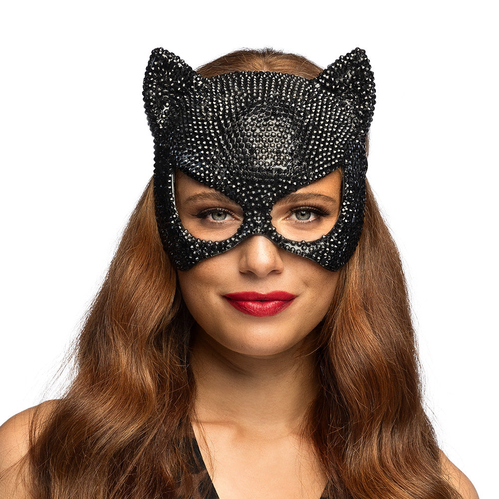 Masque Chat Paillettes Noir - Loup Félin Scintillant
