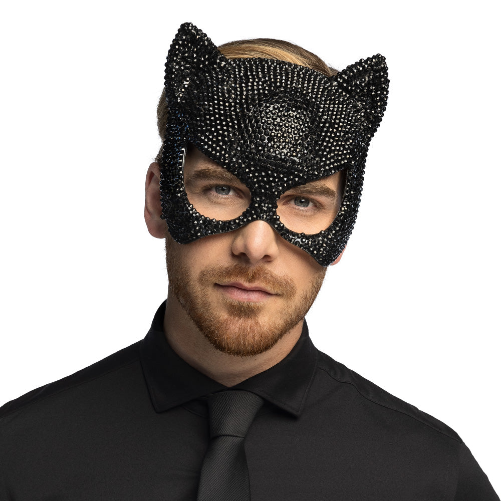 Masque Chat Paillettes Noir - Loup Félin Scintillant