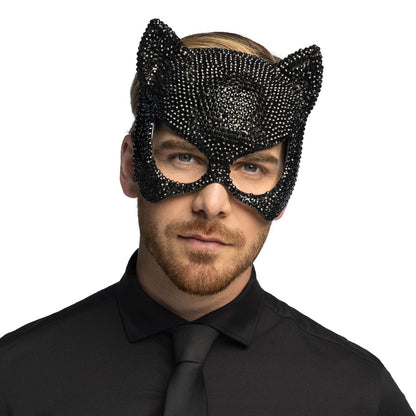 Masque Chat Paillettes Noir - Loup Félin Scintillant