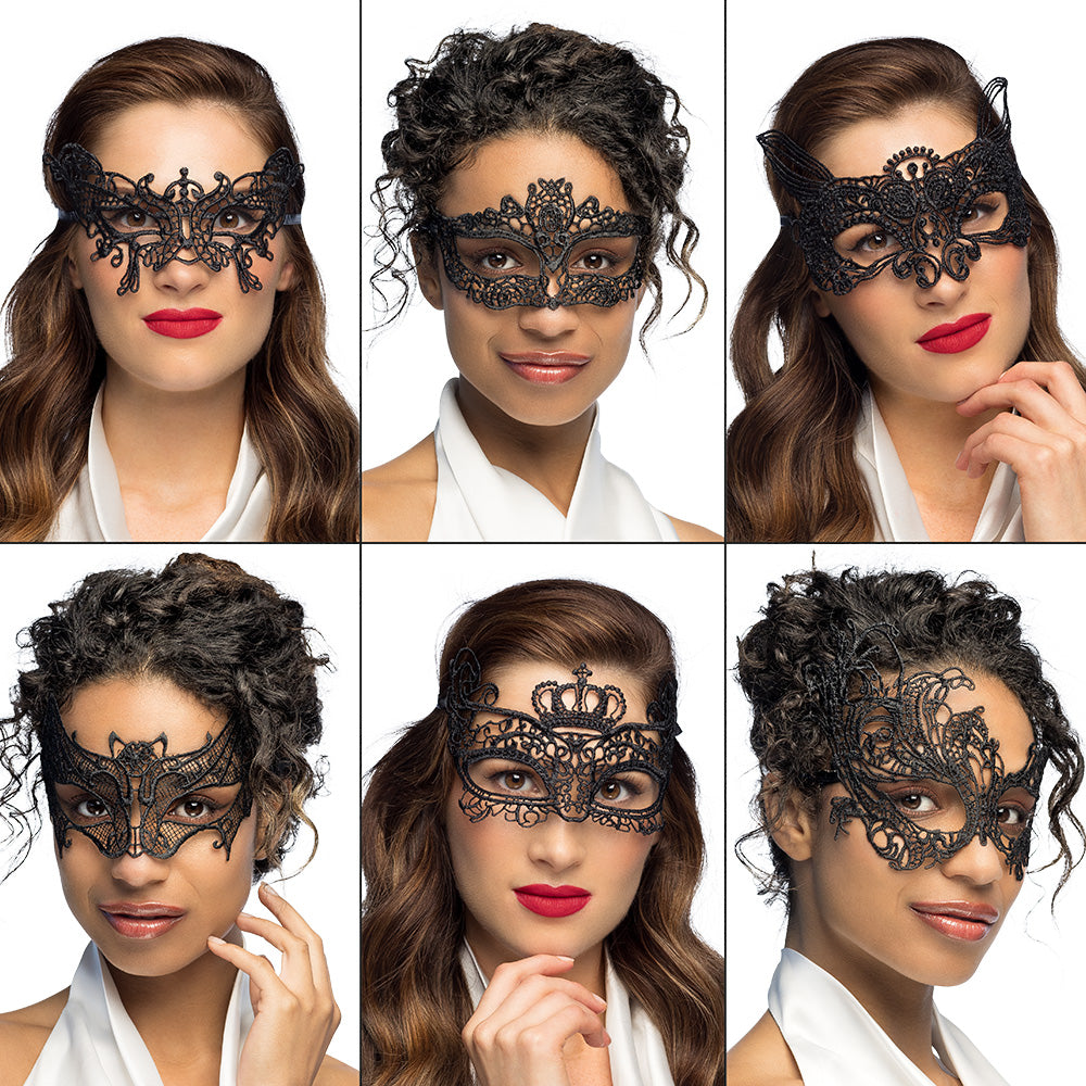 Masque Loup Dentelle Noir Élégant - Accessoire Soirée Mascarade