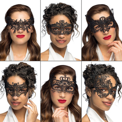 Masque Loup Dentelle Noir Élégant - Accessoire Soirée Mascarade