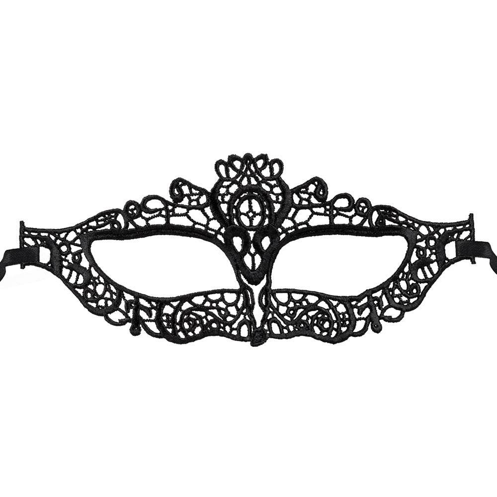 Masque Loup Dentelle Noir Élégant - Accessoire Soirée Mascarade