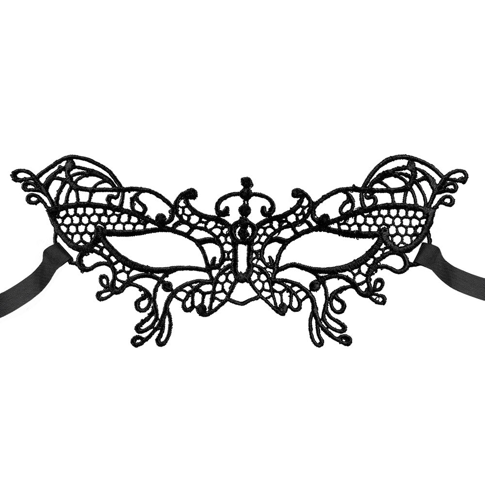 Masque Loup Dentelle Noir Élégant - Accessoire Soirée Mascarade