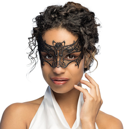Masque Loup Dentelle Noir Élégant - Accessoire Soirée Mascarade