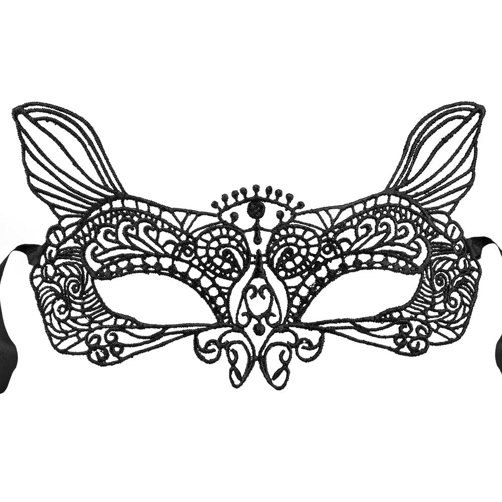Masque Loup Dentelle Noir Élégant - Accessoire Soirée Mascarade