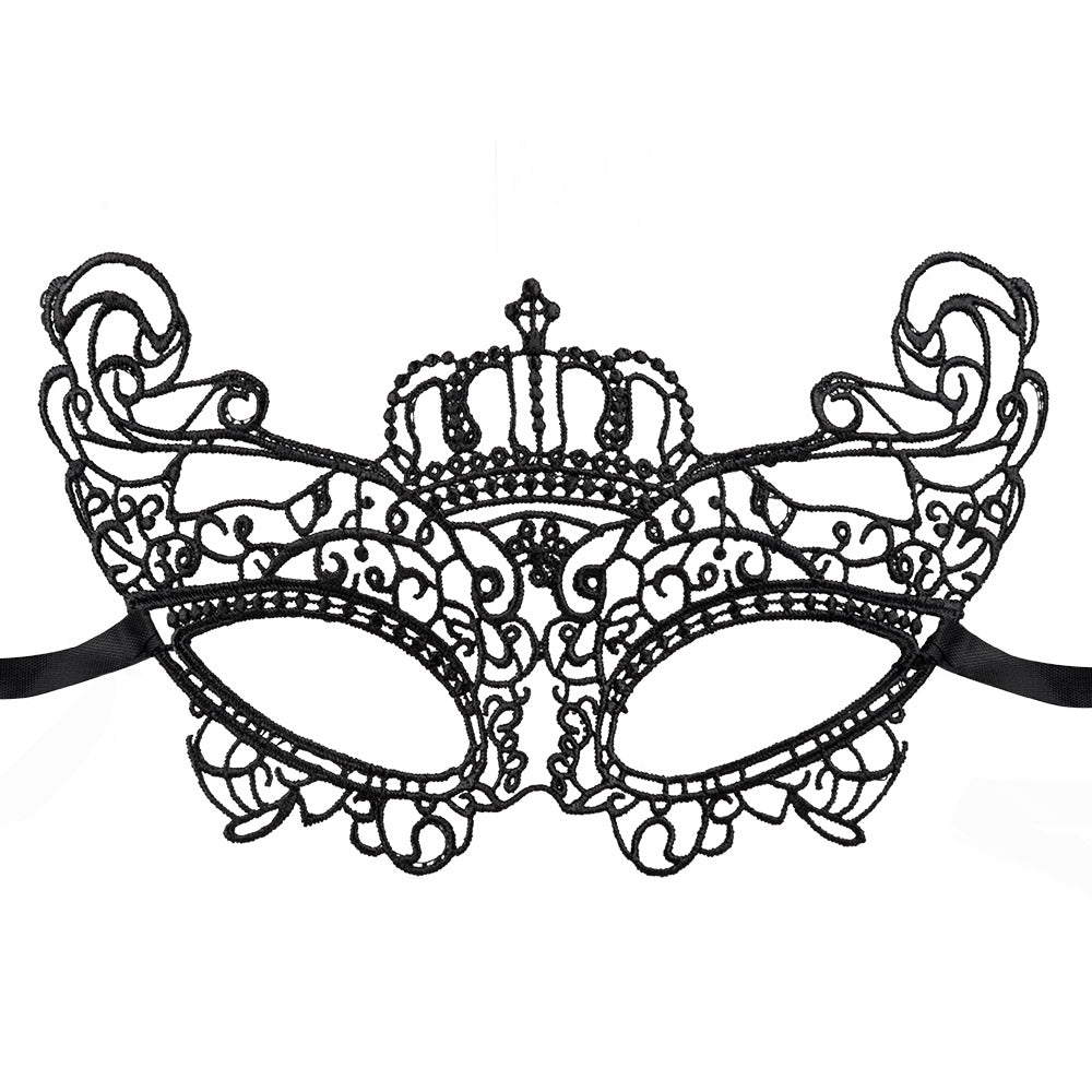 Masque Loup Dentelle Noir Élégant - Accessoire Soirée Mascarade