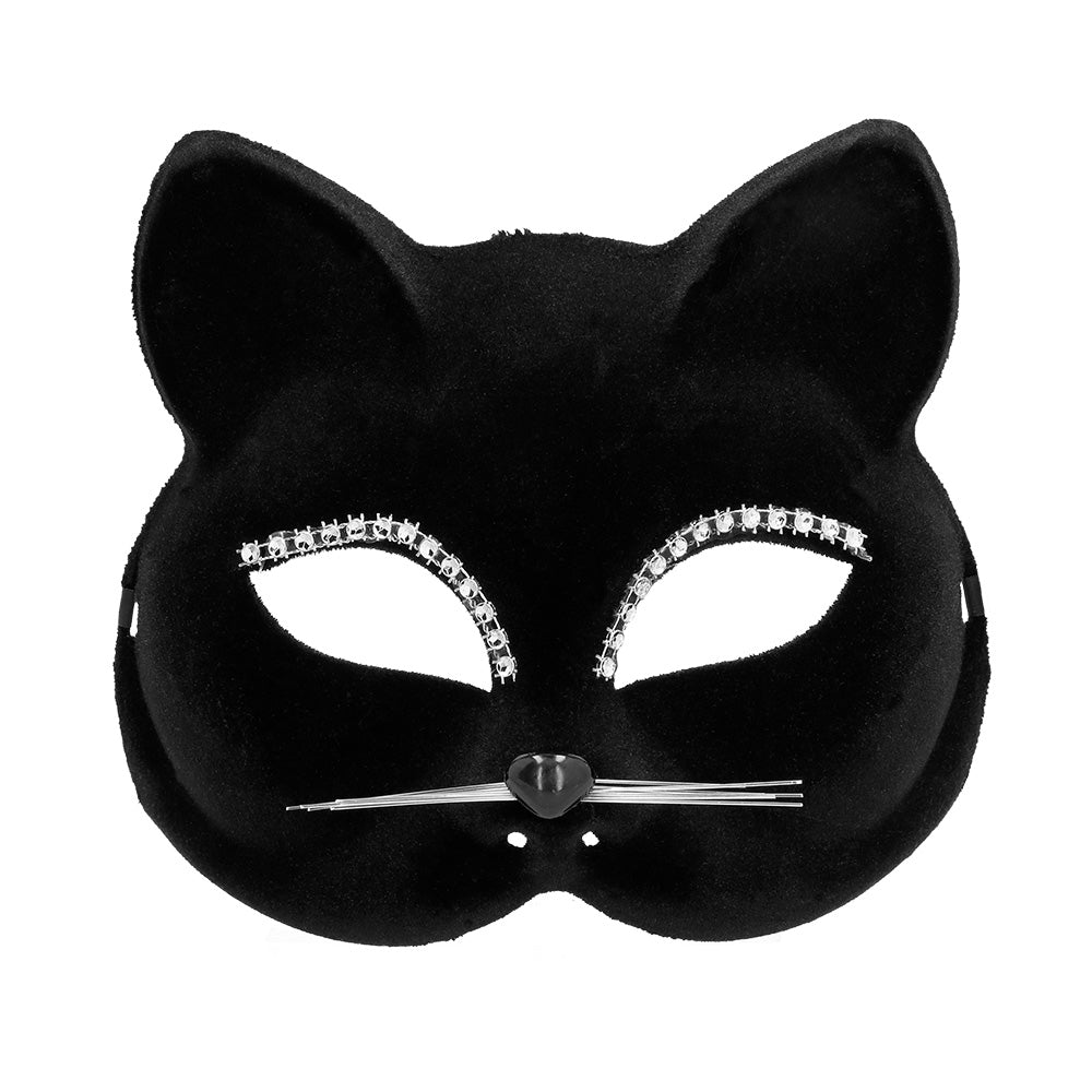 Masque Chat Noir Strass - Accessoire Déguisement Soirée