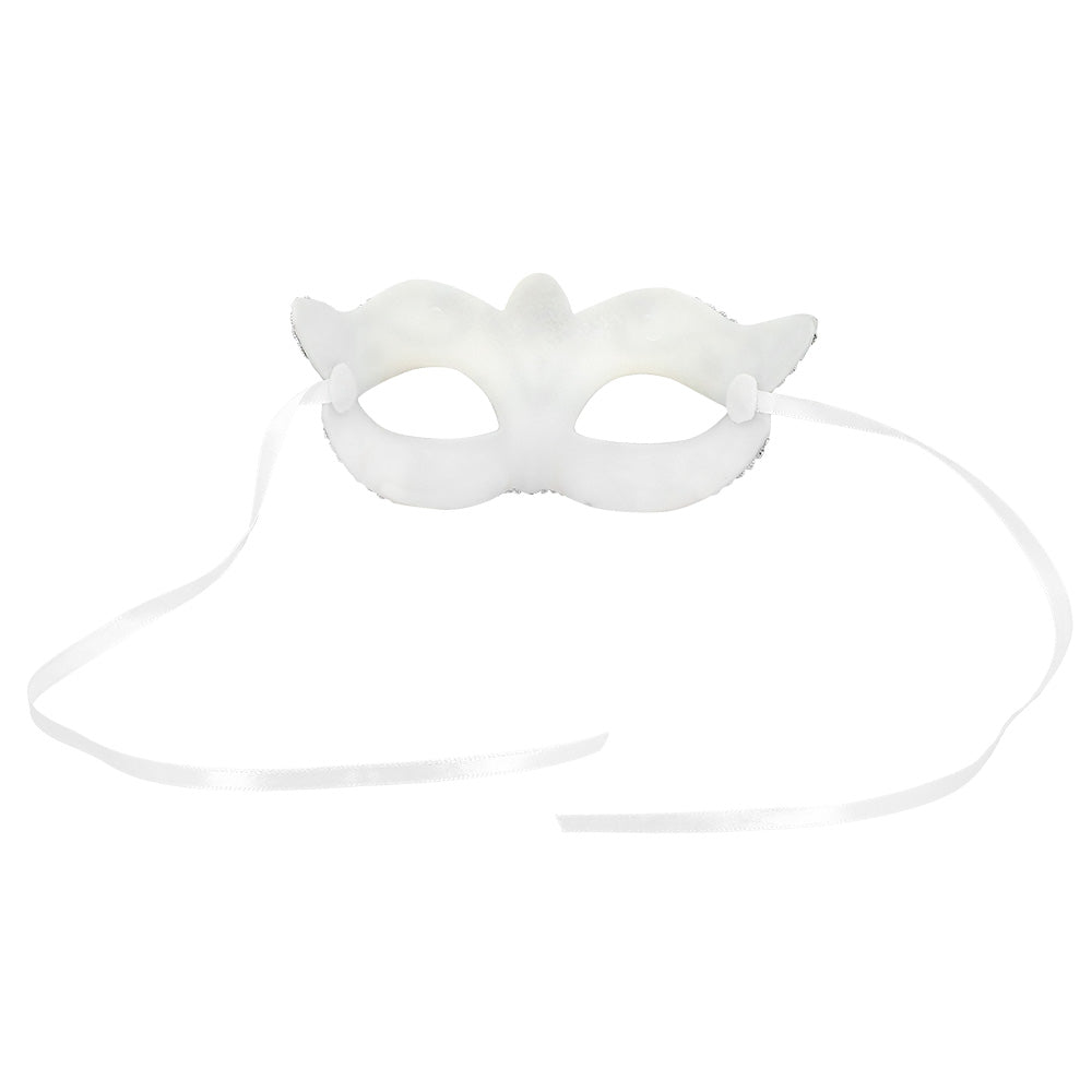 Masque Vénitien Blanc Paillettes - Loup de Soirée Élégant