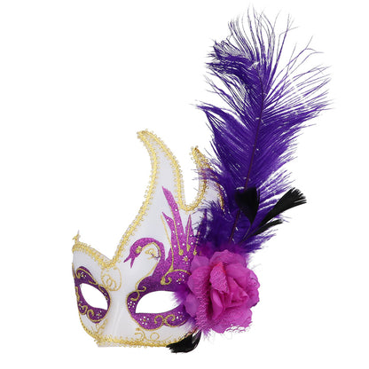 Masque de Carnaval Vénitien avec Plumes Luxe - 5 Coloris