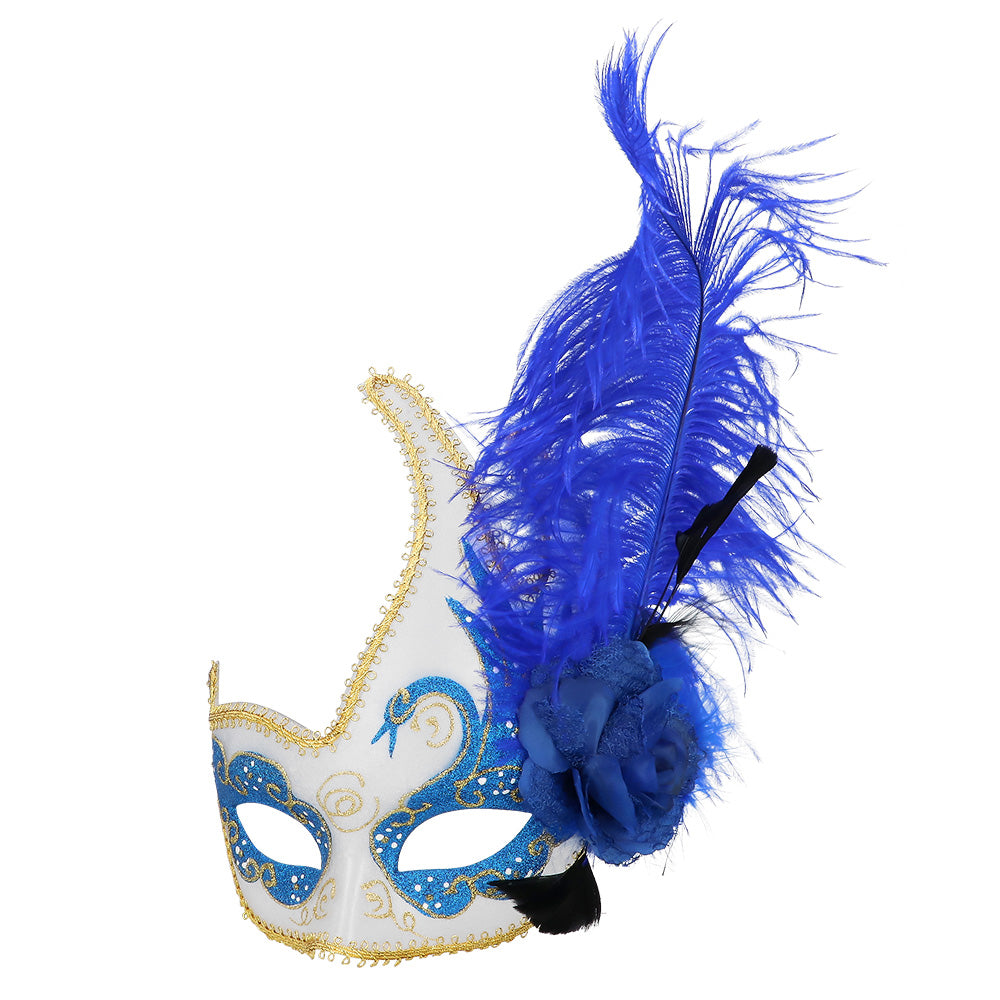 Masque de Carnaval Vénitien avec Plumes Luxe - 5 Coloris